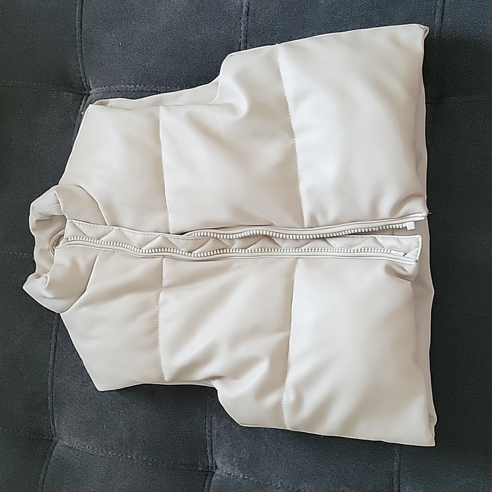 Girls creambeige vegan leather vest